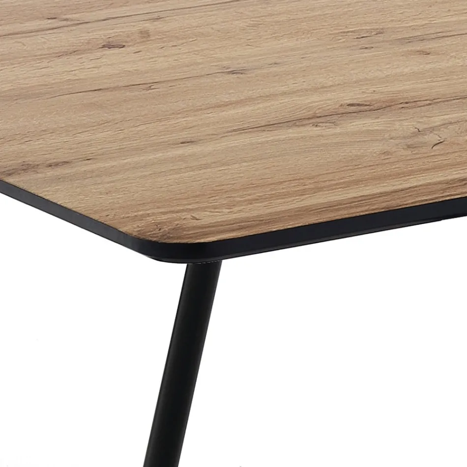 Mesa de Jantar Extensível Até 160 cm em Mdf e Black Metal - Crumiro Viadurini