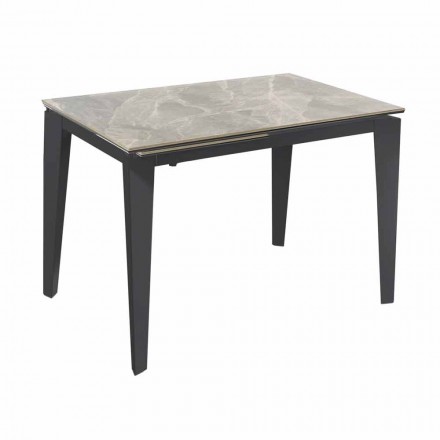 Mesa de Jantar Extensível Até 170 cm em Metal Moderno e Cerâmica - Syrta Viadurini