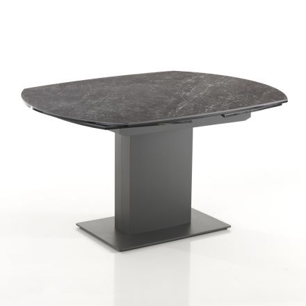 Mesa Extensível de Jantar Até 180 cm em Cerâmica e Aço - Catone Viadurini