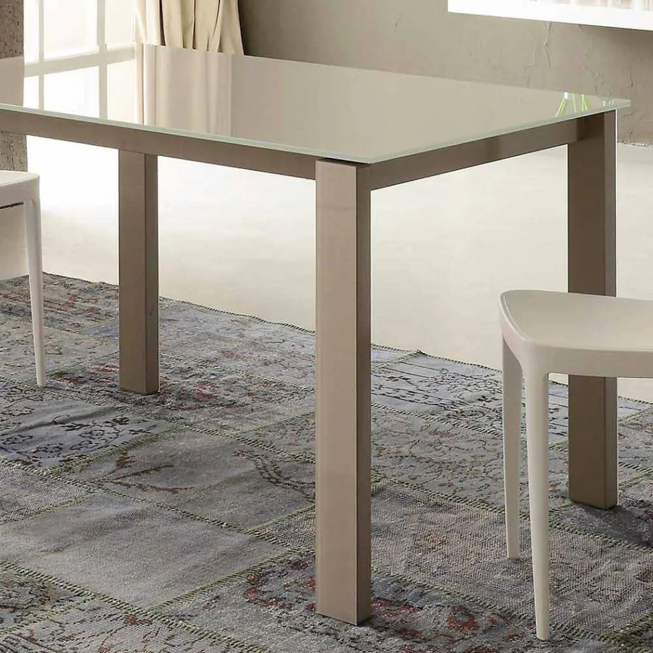 Mesa de Jantar Extensível Até 204 cm em Cristal Made in Italy - Palladio Viadurini