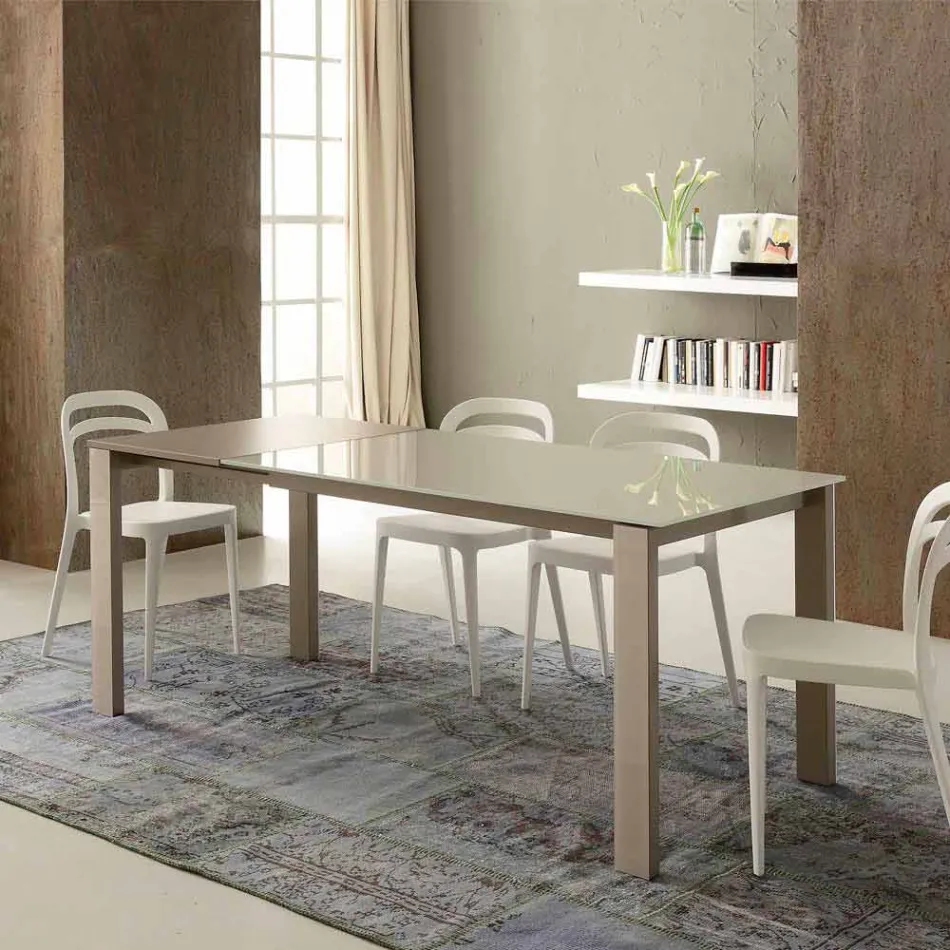 Mesa de Jantar Extensível Até 204 cm em Cristal Made in Italy - Palladio Viadurini