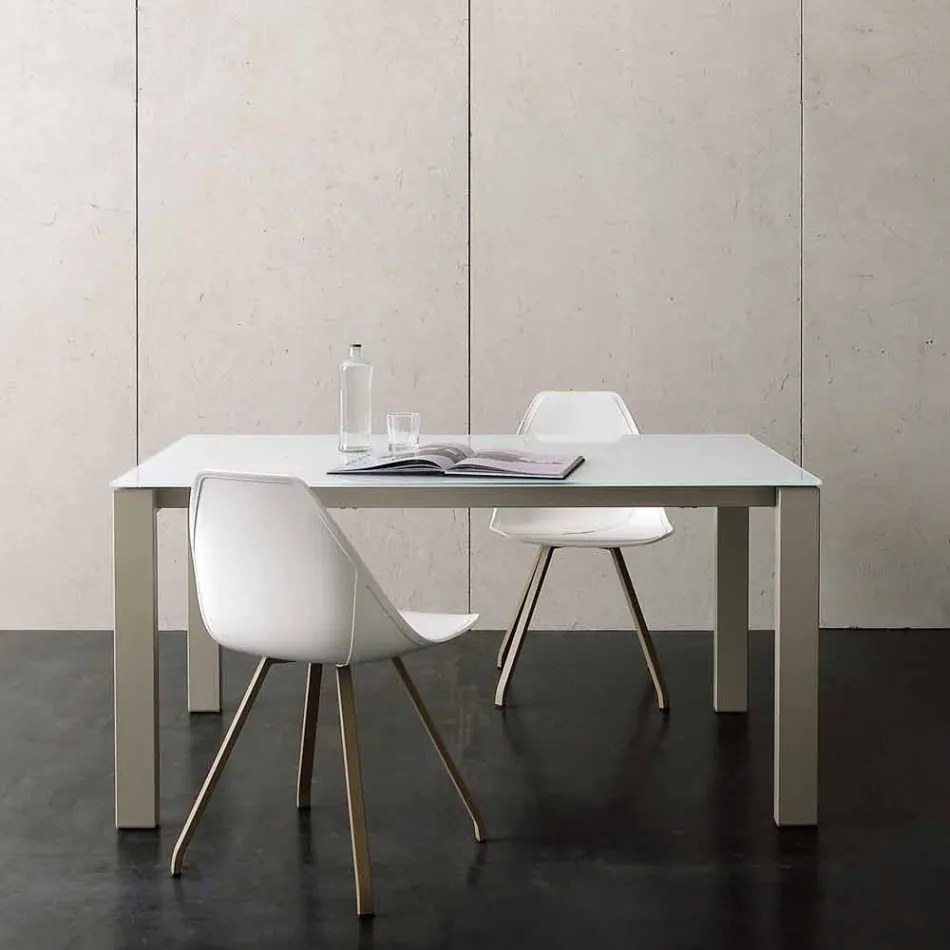 Mesa de Jantar Extensível Até 204 cm em Cristal Made in Italy - Palladio Viadurini