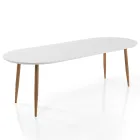 Mesa de jantar extensível até 220 cm em Matt White Mdf - Toledo Viadurini
