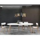 Mesa de jantar extensível até 220 cm em Matt White Mdf - Toledo Viadurini