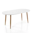 Mesa de jantar extensível até 220 cm em Matt White Mdf - Toledo Viadurini