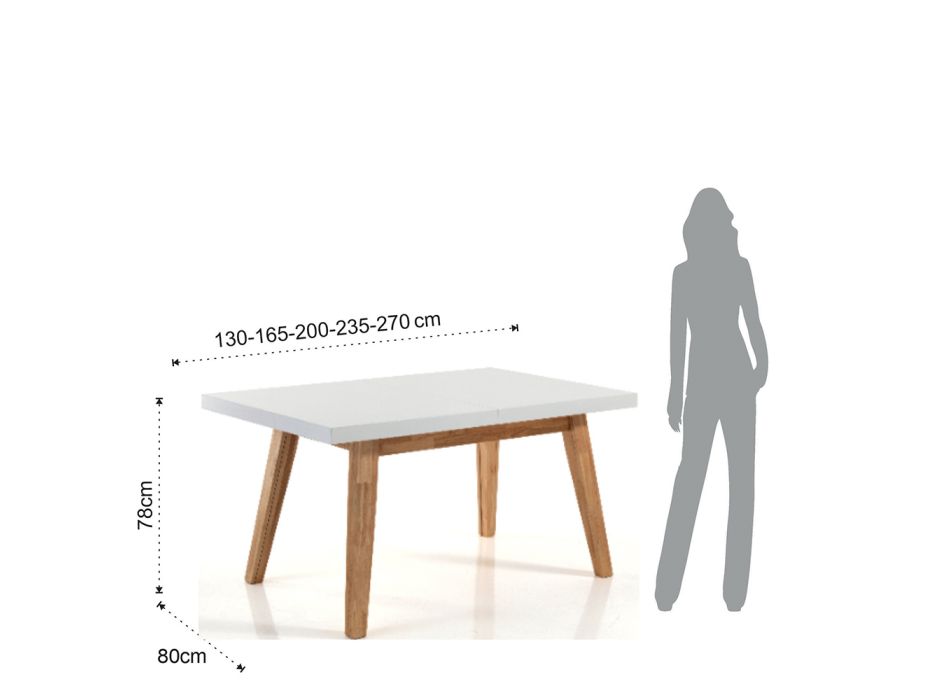 Mesa de Jantar Extensível Até 235 cm em Mdf Lacado Branco - Fedora Viadurini