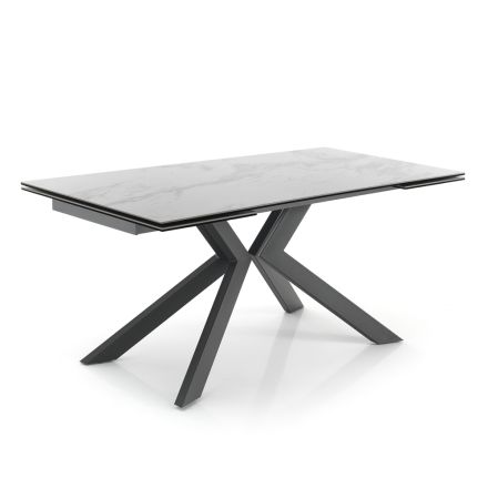 Mesa Extensível de Jantar Até 240 cm em Cerâmica e Metal - Ugo Viadurini