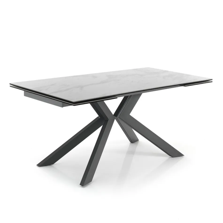 Mesa Extensível de Jantar Até 240 cm em Cerâmica e Metal - Ugo Viadurini