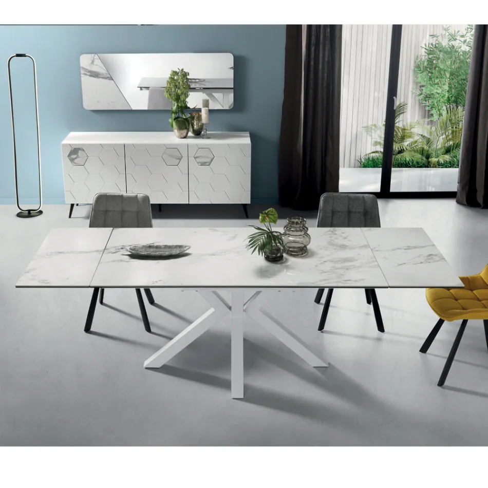 Mesa de jantar extensível até 240 cm em grés porcelânico - Domagnano Viadurini
