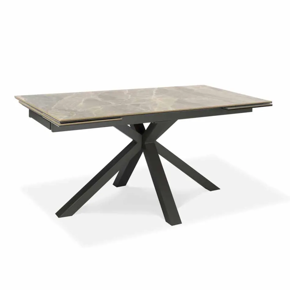 Mesa de Jantar Extensível Até 240 cm em Metal e Cerâmica - Laryssa Viadurini