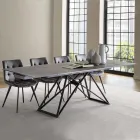 Mesa Extensível de Jantar Até 240 cm em Cerâmica Vidro e Aço - Bortolo Viadurini
