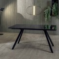 Mesa de Jantar Extensível até 240 cm em Vidro Fumé Preto Temperado - Fener