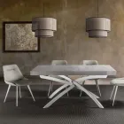 Mesa de Jantar Extensível Até 260 cm em Madeira Melamina e Metal - Lukas Viadurini