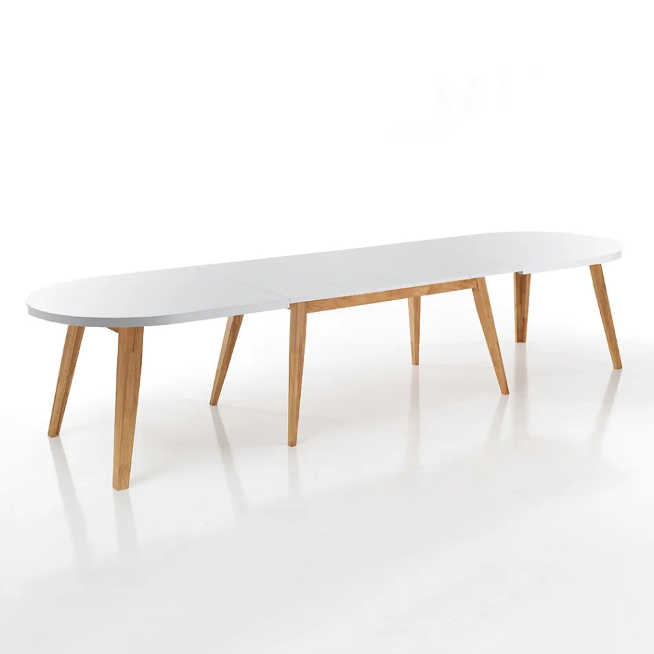 Mesa de Jantar Extensível Até 270 cm em Mdf e Madeira Maciça - Fedora Viadurini
