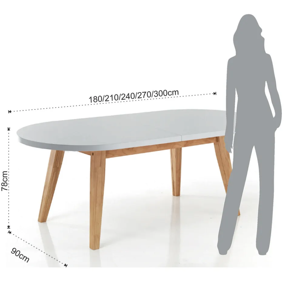Mesa de Jantar Extensível Até 270 cm em Mdf e Madeira Maciça - Fedora Viadurini