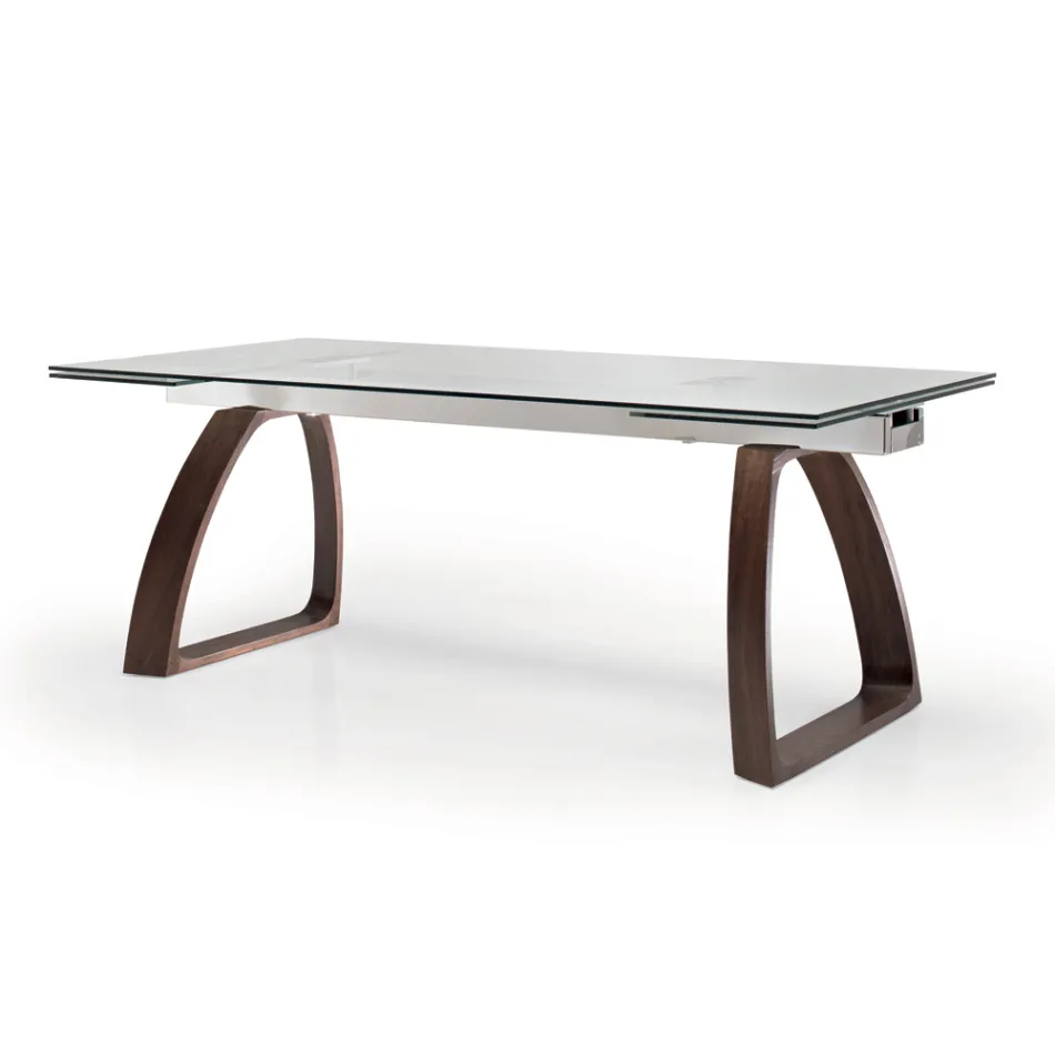 Mesa de Jantar Extensível até 280 cm em Vidro Made in Italy - Antimo Viadurini