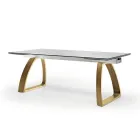 Mesa de Jantar Extensível até 280 cm em Vidro Made in Italy - Antimo Viadurini