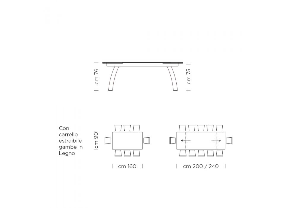 Mesa de Jantar Extensível até 280 cm em Vidro Made in Italy - Antimo Viadurini