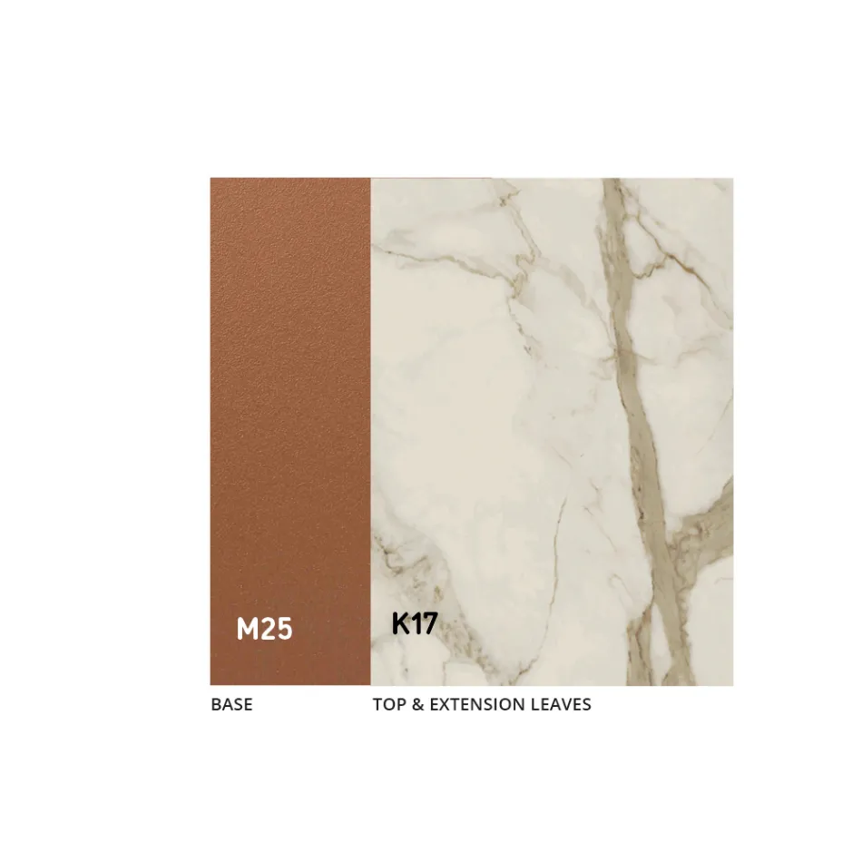 Mesa de jantar extensível até 280 ou 298 cm em cerâmica e metal - Revia Viadurini