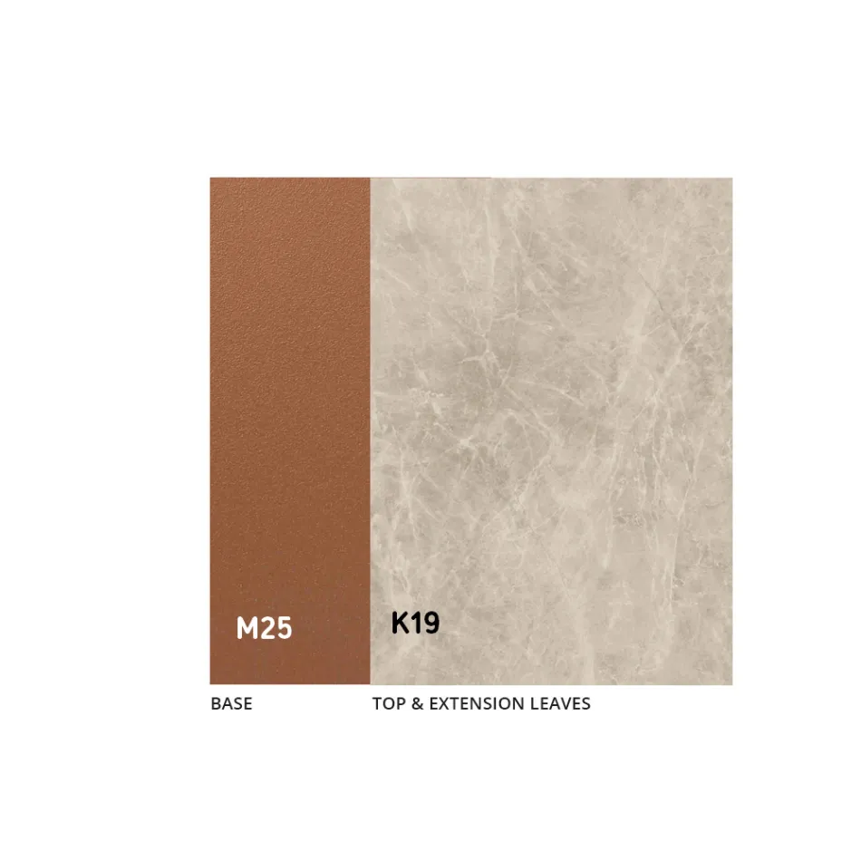 Mesa de jantar extensível até 280 ou 298 cm em cerâmica e metal - Revia Viadurini