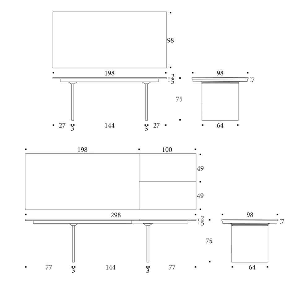 Mesa de jantar extensível até 280 ou 298 cm com tampo de cerâmica - Nomia Viadurini