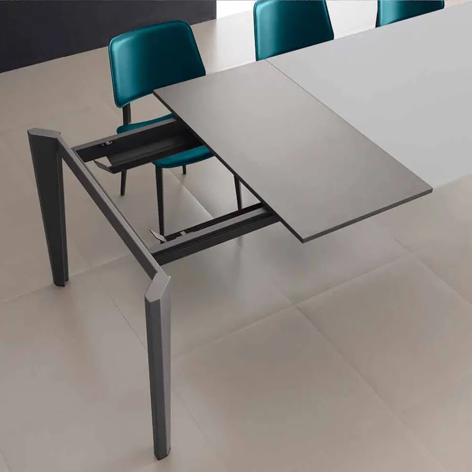 Mesa de Jantar Extensível Até 290 cm em Cristal Made in Italy - Polonio Viadurini