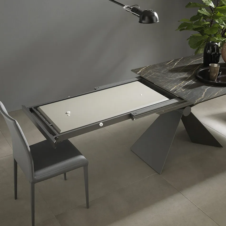 Mesa de Jantar Extensível Até 298 cm em Cerâmica Made in Italy - Anaconda Viadurini
