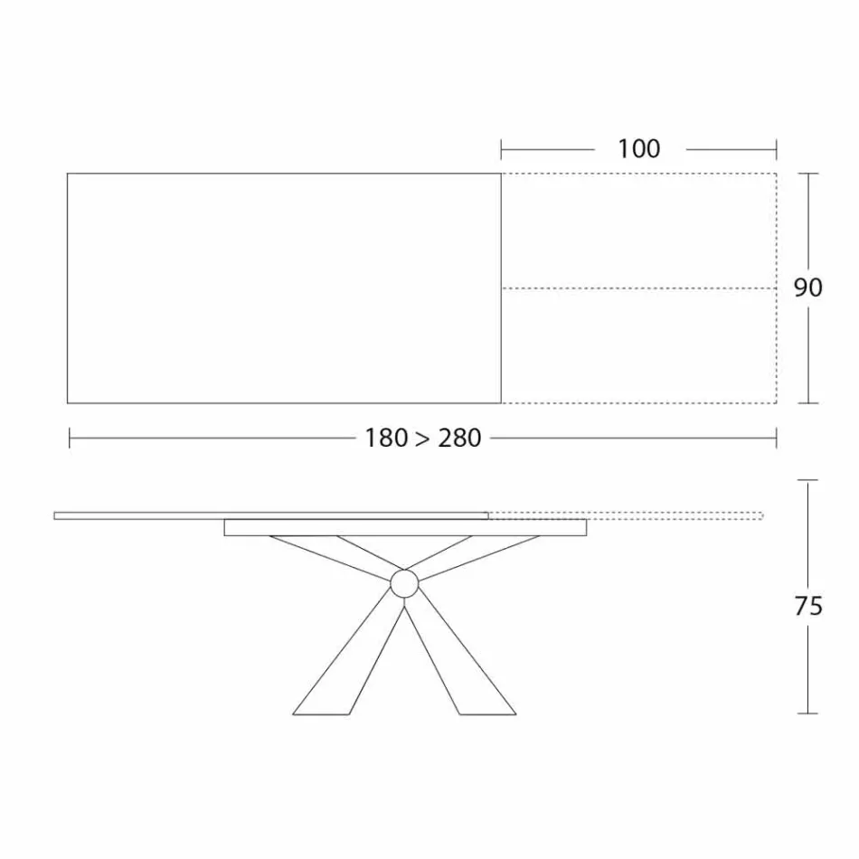 Mesa de Jantar Extensível Até 298 cm em Cerâmica Made in Italy - Anaconda Viadurini