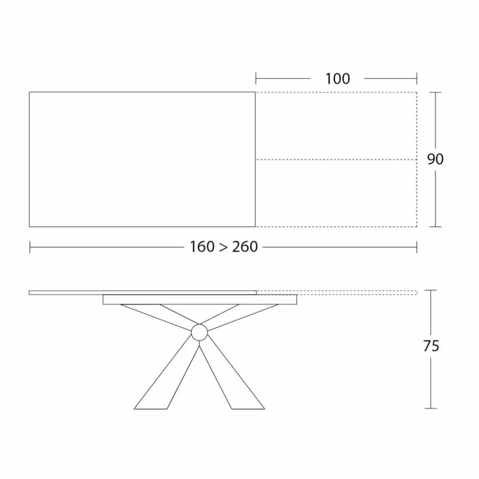 Mesa de Jantar Extensível Até 298 cm em Cerâmica Made in Italy - Anaconda Viadurini