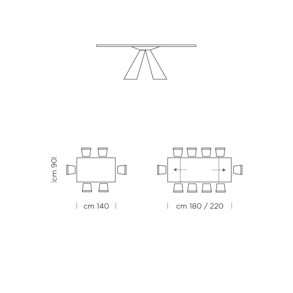 Mesa de jantar extensível até 300 cm em Fenix Made in Italy - Dálmata Viadurini