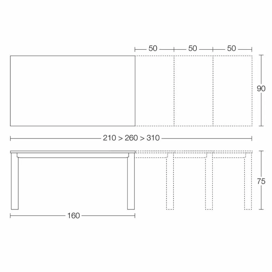 Mesa Extensível de Jantar Até 310 cm em Cerâmica Made in Italy - Pitagora Viadurini