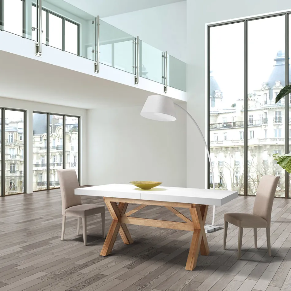 Mesa de Jantar Extensível Até 315 cm em Madeira Maciça - Massimo Viadurini