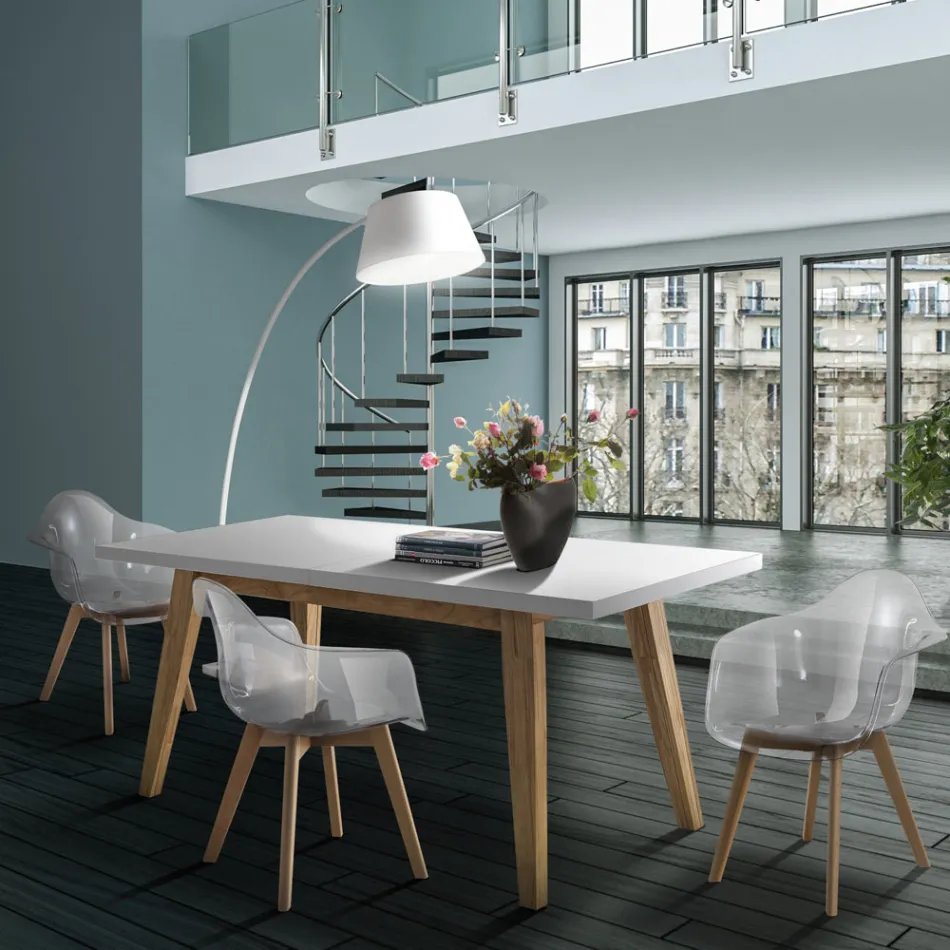 Mesa de Jantar Extensível Até 315 cm em Mdf e Madeira Maciça - Paolo Viadurini