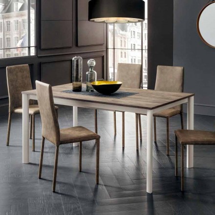 Mesa de jantar extensível até 334 cm Efeito de madeira Fabricado na Itália - Maltês Viadurini