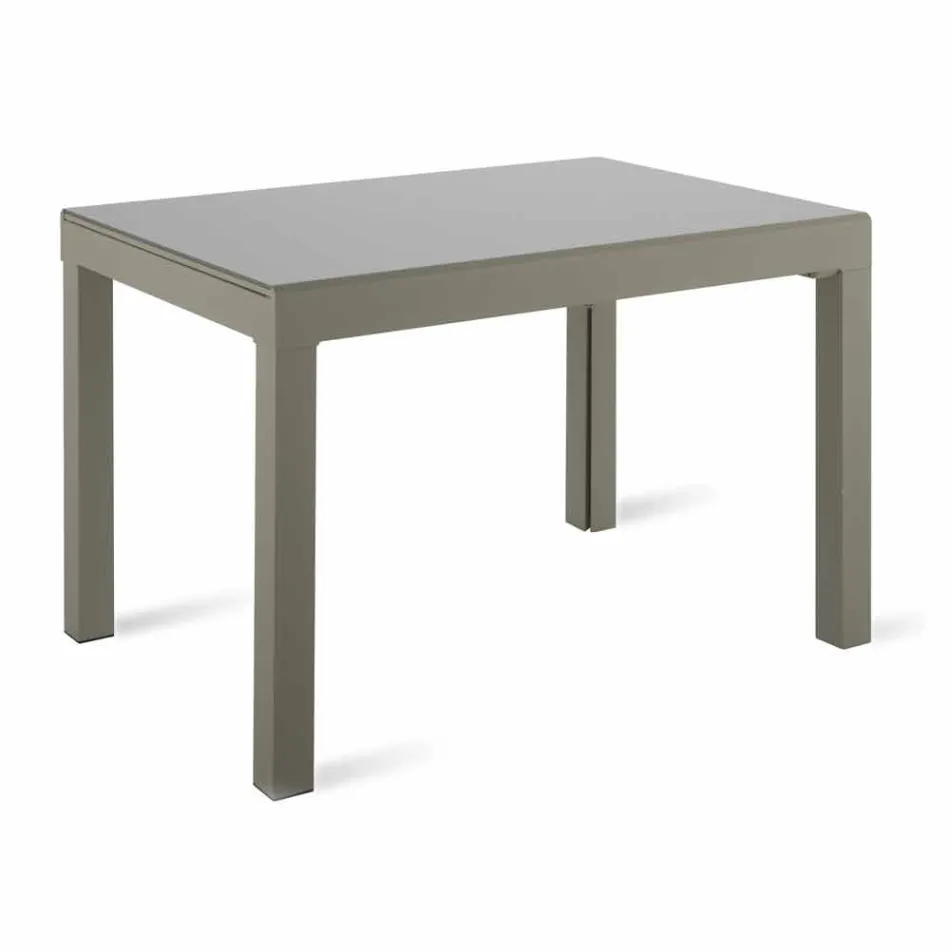 Mesa de Jantar Extensível Até 350 cm em Vidro Melamina e Metal - Meryl Viadurini