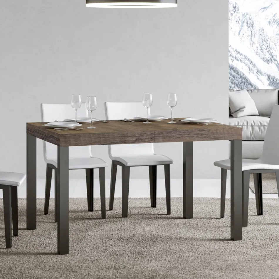 Mesa de Jantar Extensível até 440 cm em Madeira e Ferro Made in Italy - Foxy Viadurini