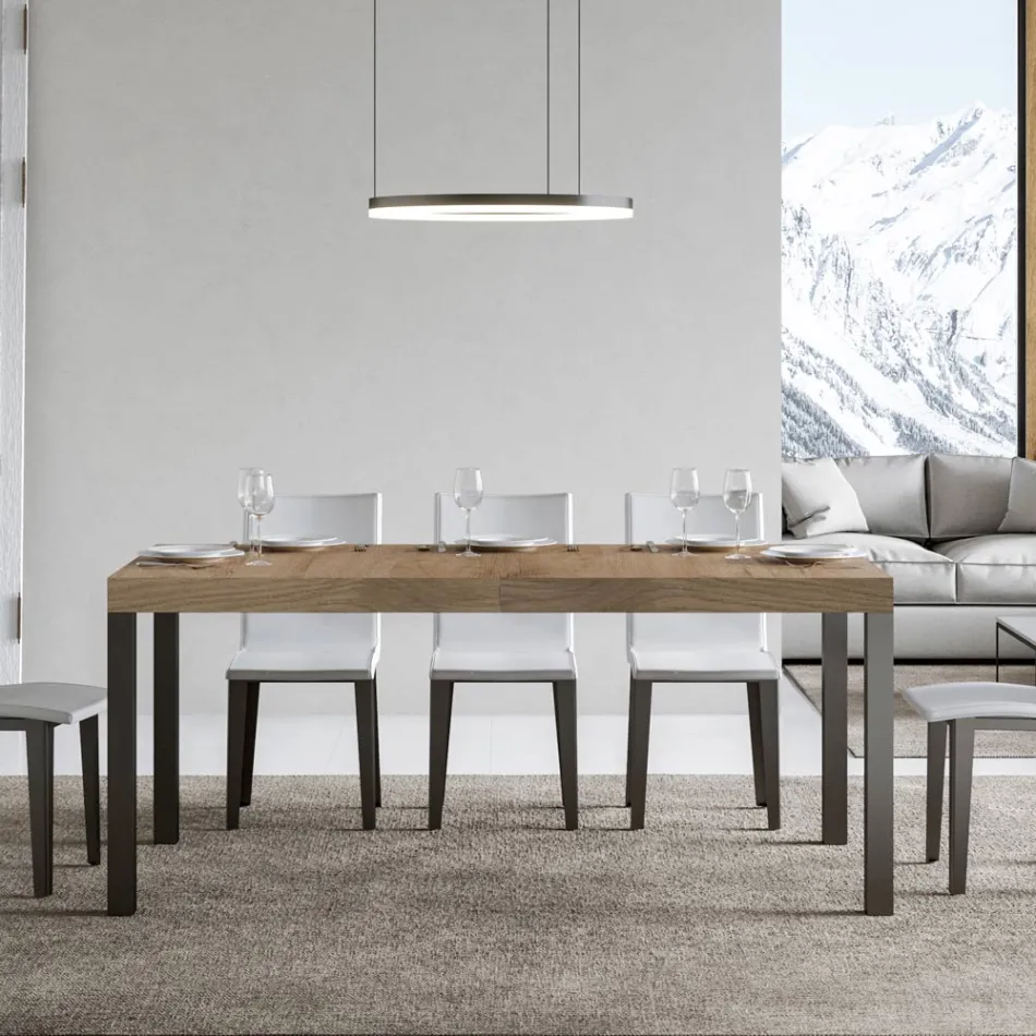 Mesa de Jantar Extensível até 440 cm em Madeira e Ferro Made in Italy - Foxy Viadurini