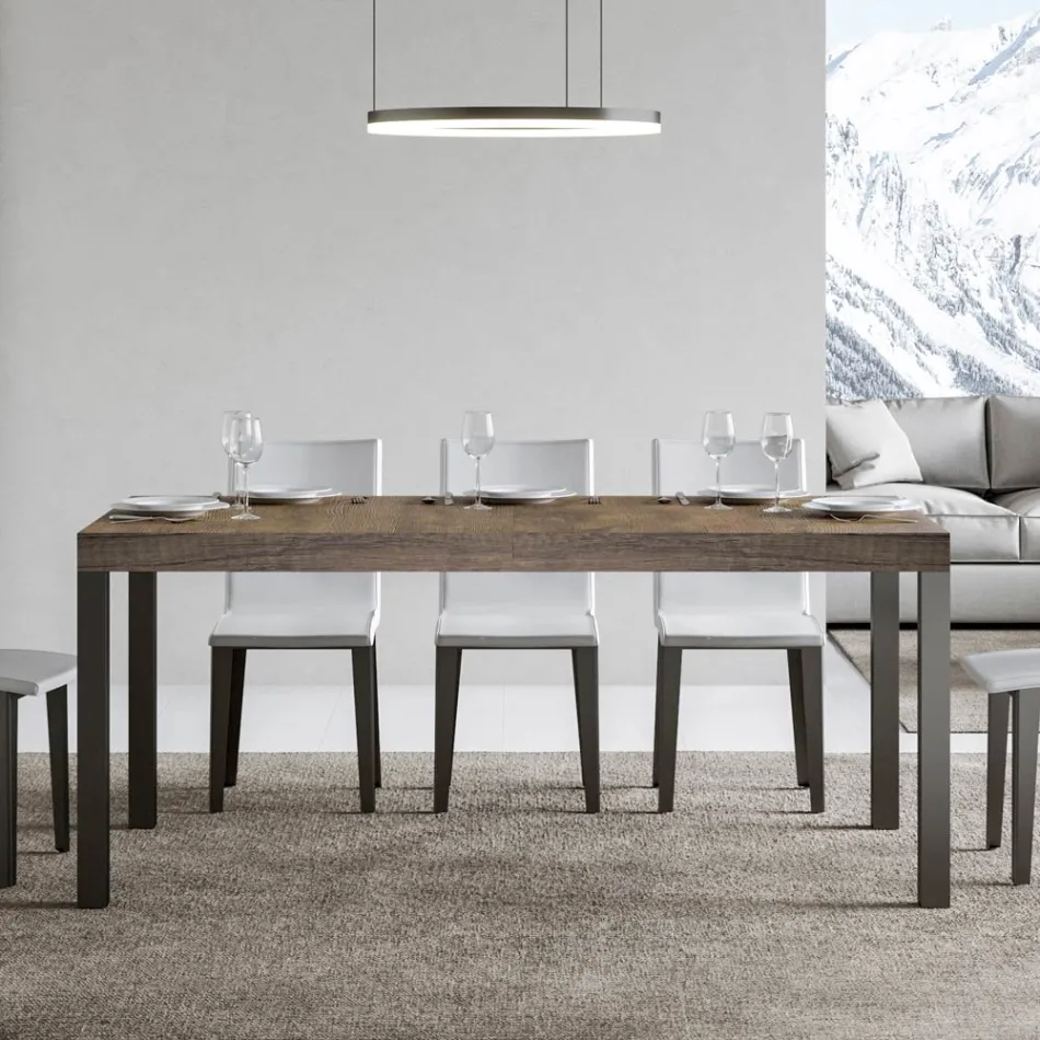 Mesa de Jantar Extensível até 440 cm em Madeira e Ferro Made in Italy - Foxy Viadurini