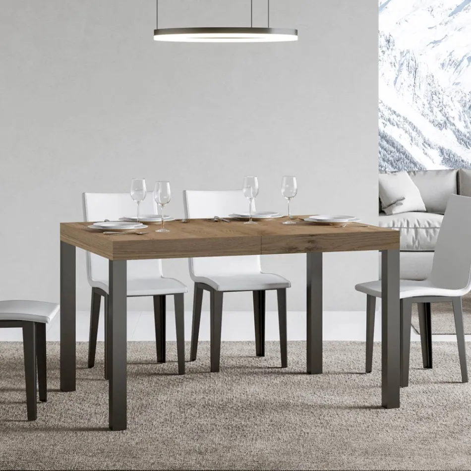 Mesa de Jantar Extensível até 440 cm em Madeira e Ferro Made in Italy - Foxy Viadurini