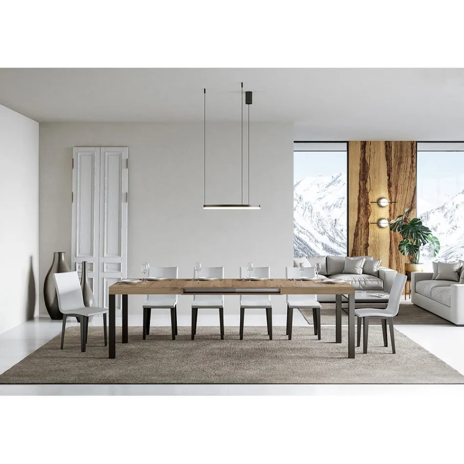 Mesa de Jantar Extensível até 440 cm em Madeira e Ferro Made in Italy - Foxy Viadurini