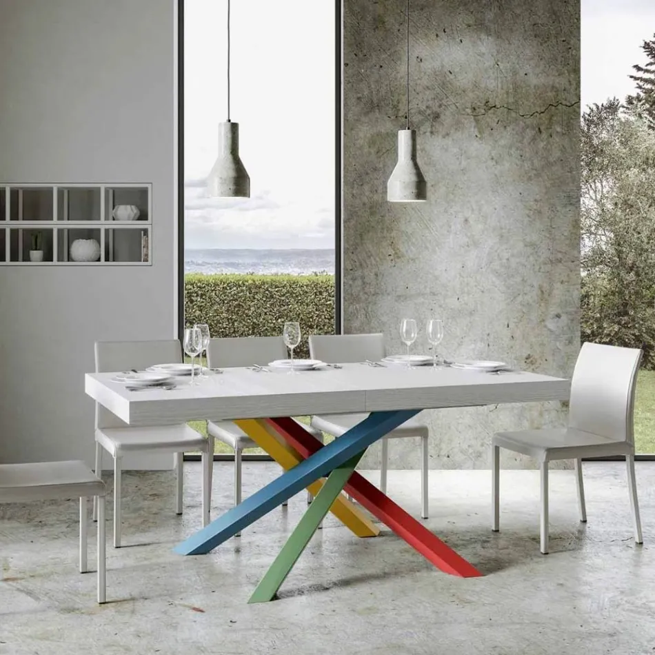 Mesa de jantar extensível até 440 cm com tampo de madeira Made in Italy - Boan Viadurini