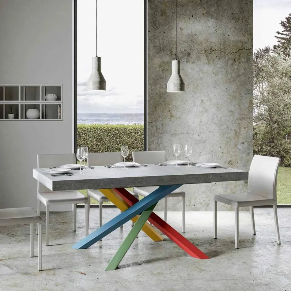 Mesa de jantar extensível até 440 cm com tampo de madeira Made in Italy - Boan Viadurini