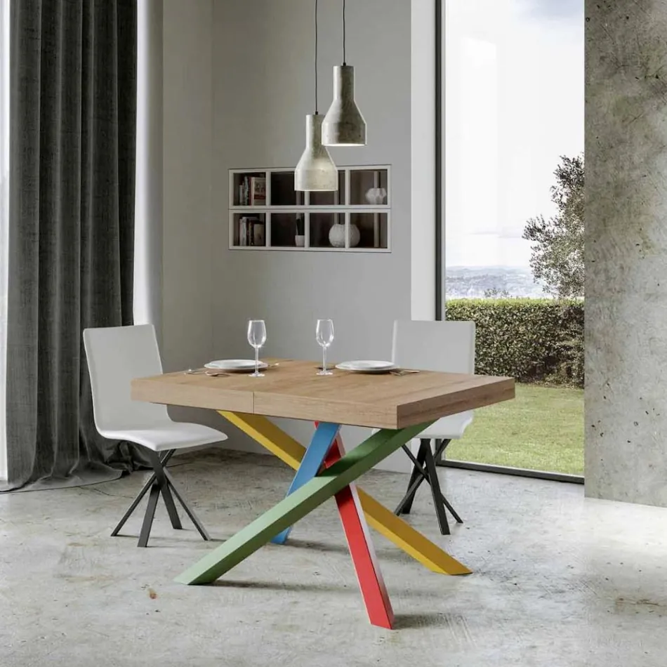 Mesa de jantar extensível até 440 cm com tampo de madeira Made in Italy - Boan Viadurini