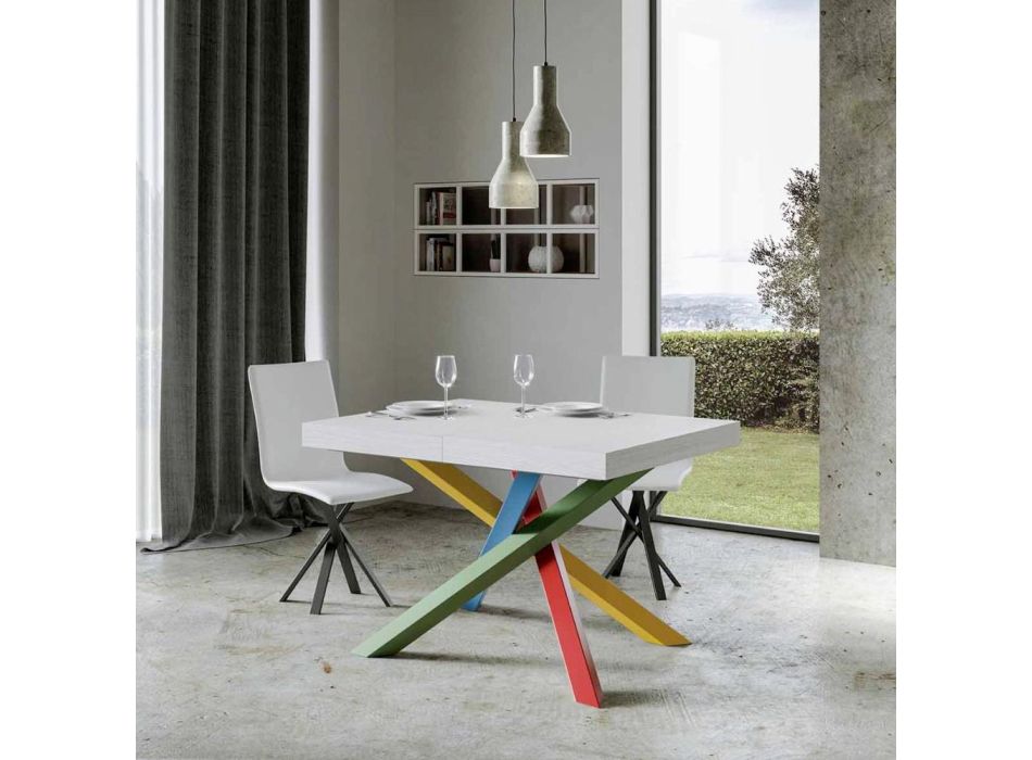 Mesa de jantar extensível até 440 cm com tampo de madeira Made in Italy - Boan Viadurini