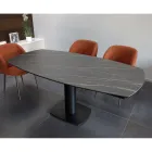 Mesa de Jantar Extensível em Base Cerâmica e Metal - Indira Viadurini