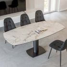Mesa de Jantar Extensível em Base Cerâmica e Metal - Indira Viadurini