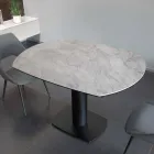 Mesa de Jantar Extensível em Base Cerâmica e Metal - Indira Viadurini