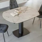 Mesa de Jantar Extensível em Base Cerâmica e Metal - Indira Viadurini