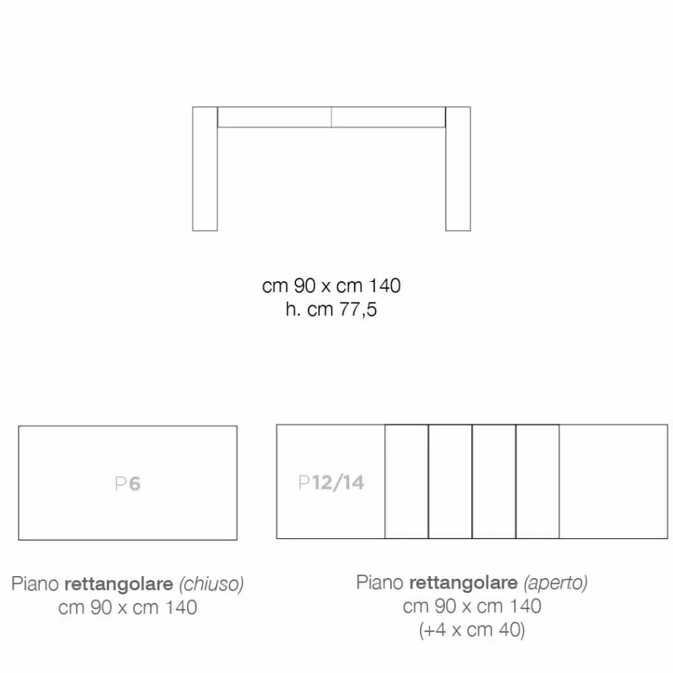 Mesa de jantar extensível em madeira de melamina feita na Itália, Oky Viadurini