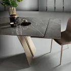 Mesa de Jantar Extensível em Metal e Cerâmica de Vidro Fabricada na Itália - Ania Viadurini